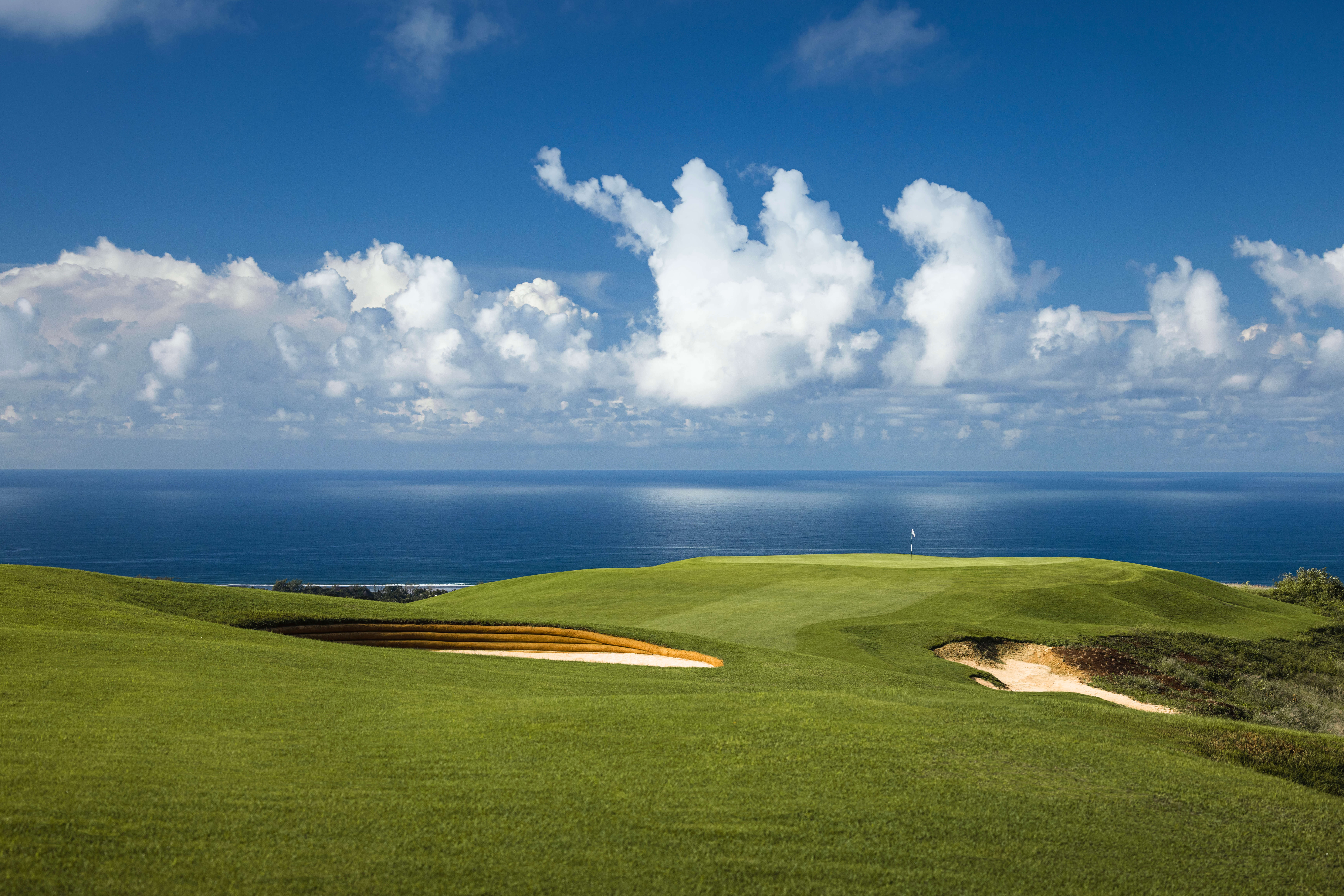Campo de Golf La Reserve en Mauricio vistas al mar desde el green