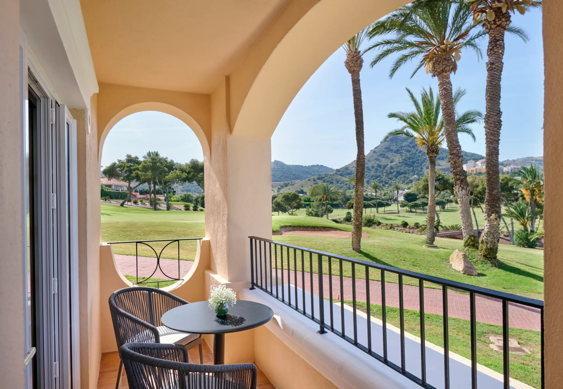Grand Hyatt La Manga Club-Golf&Spa -Room-2-Twin-Beds-Golf-View-with-Balcony-table-terrace